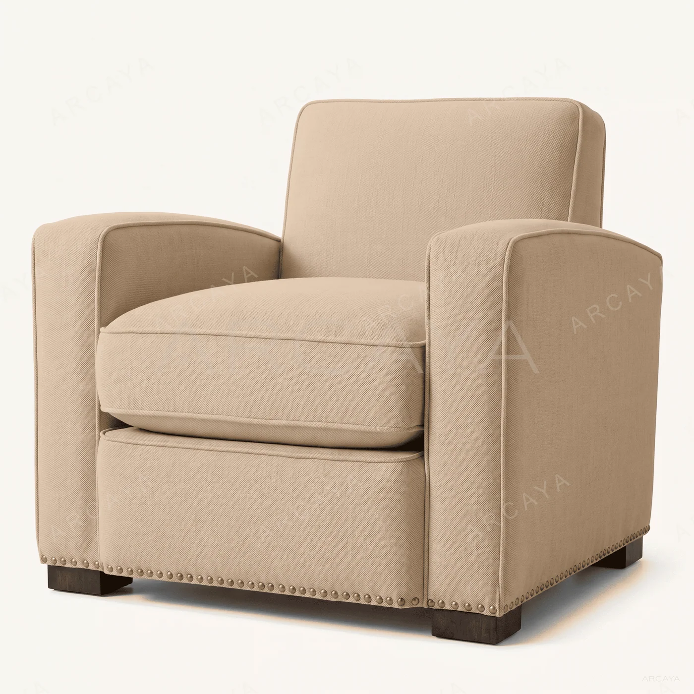 Nailhead Trim Modern Fabric Armchair