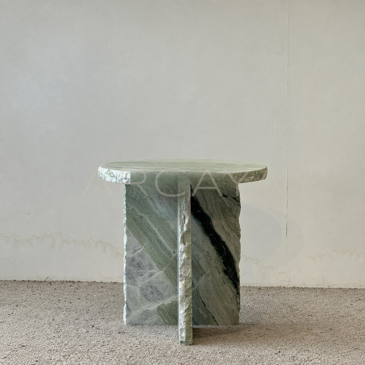 Custom Green Marble Live Edge Piece — Side Table