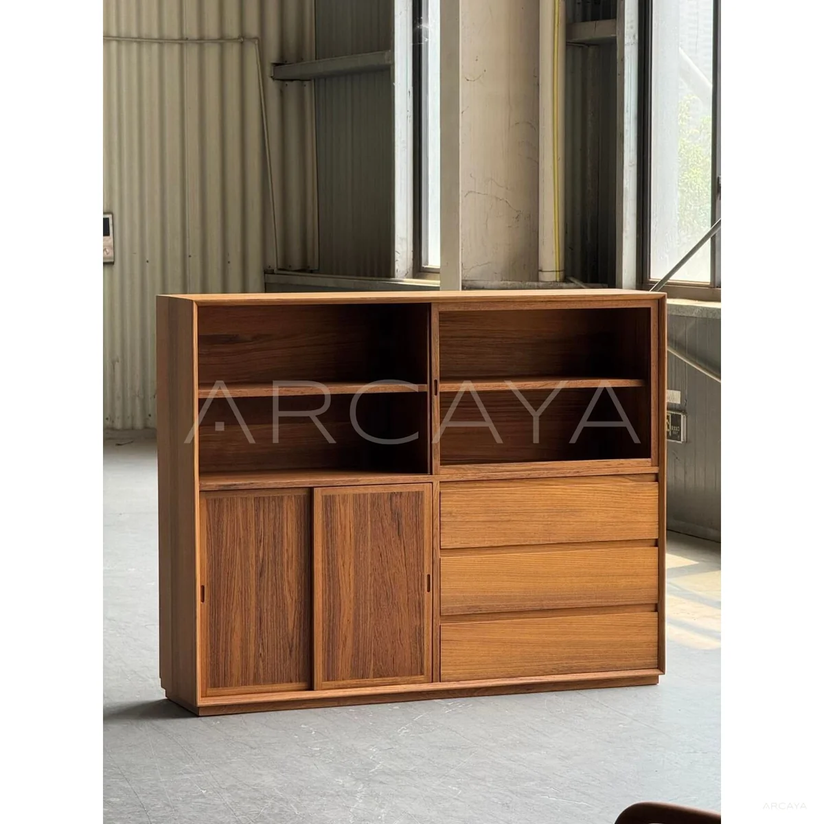 Burmese Teak Lighted Display Cabinet