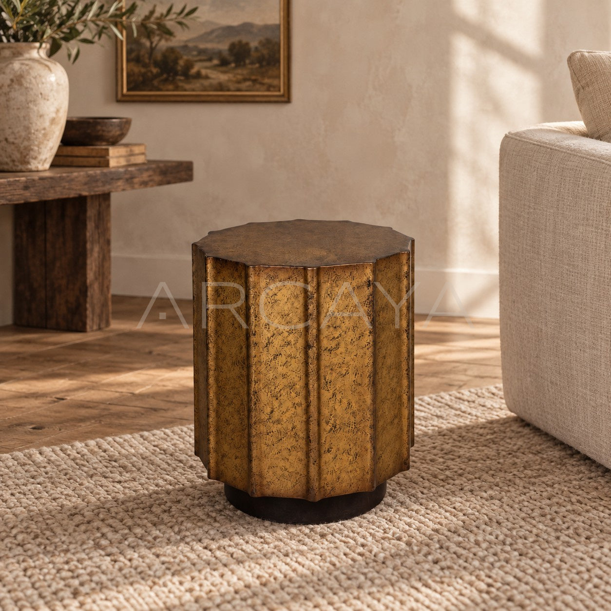 Patina Metal Side Table