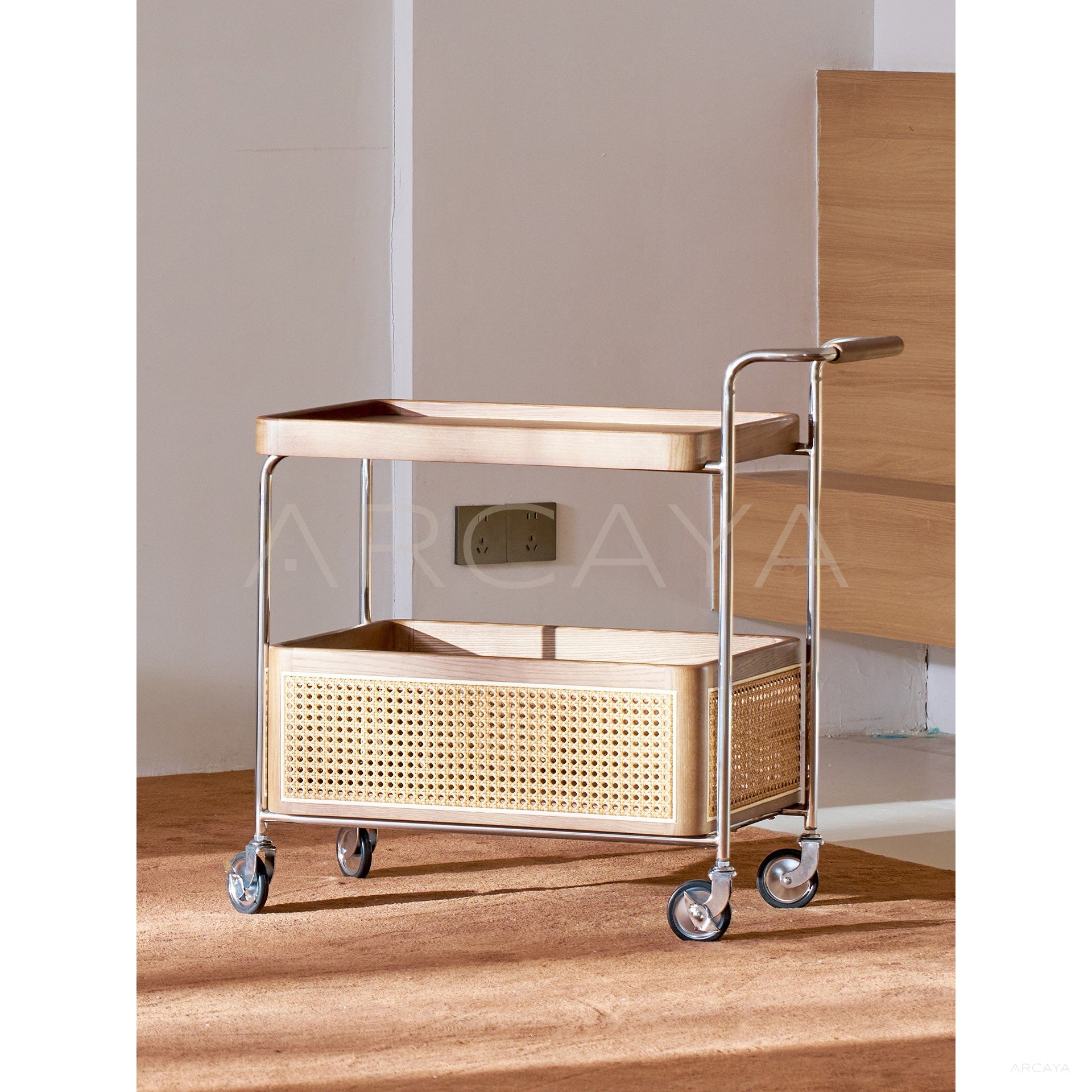 Rattan Mobile Trolley — Storage - scene