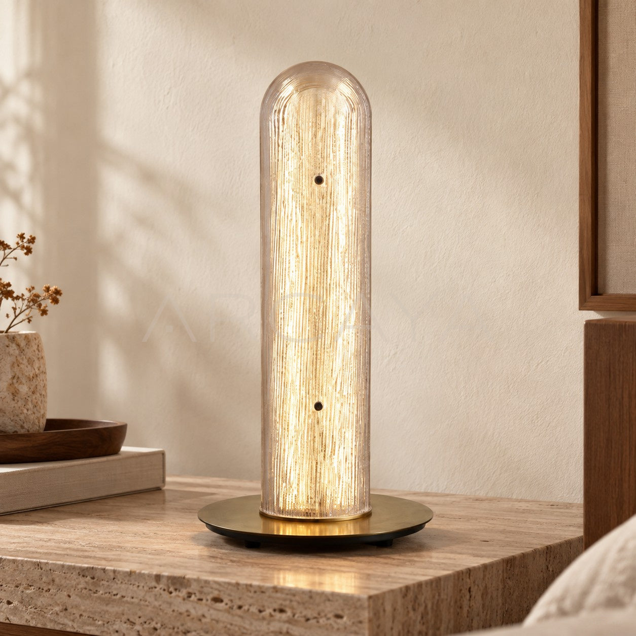 Gold Thread Glass Column Table Lamp 23068