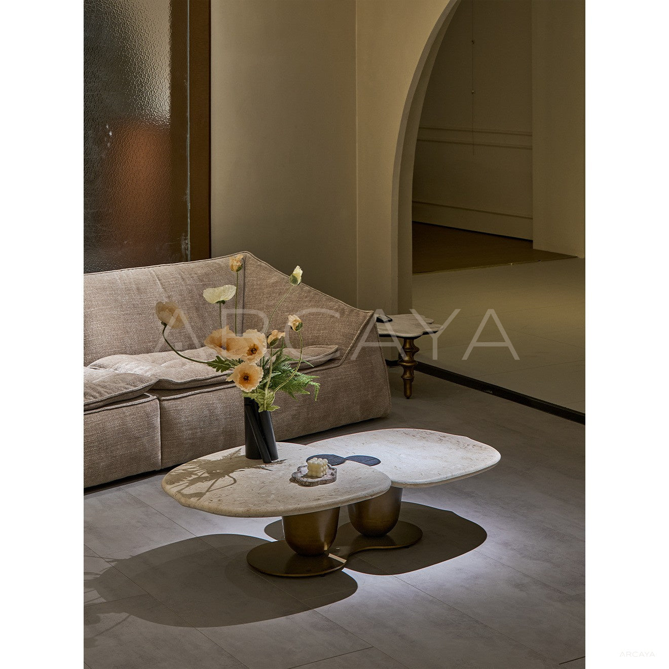 Irregular Symbiotic Travertine Coffee Table