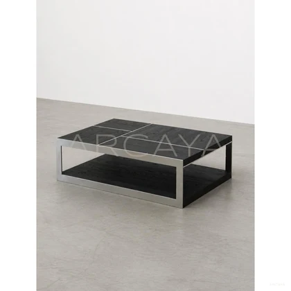 Gauguin Brushed Wood Metal Frame Coffee Table - scene