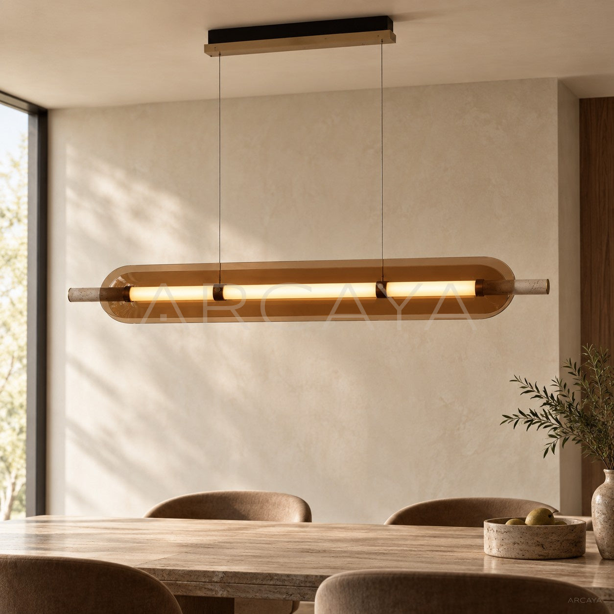 Linear Amber Three Wing Pendant Light 21955