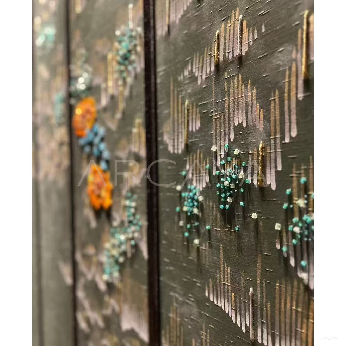 Oriental Embroidered Hotel Upholstered Screen