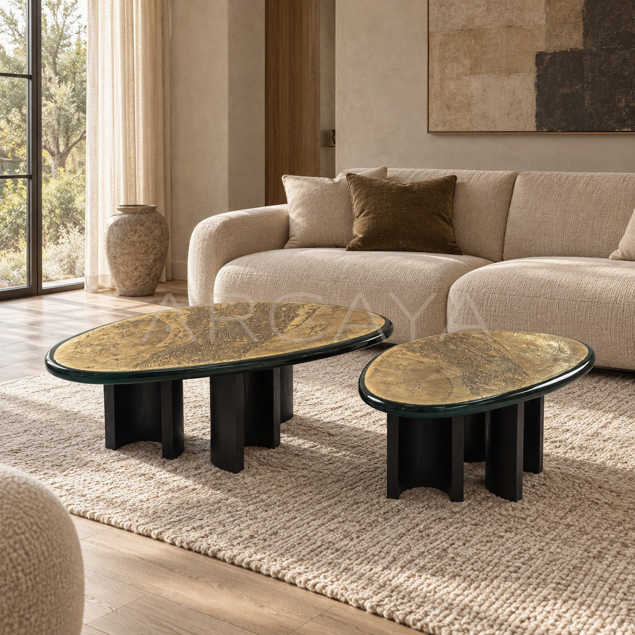 Resin Metal Carved Coffee Table