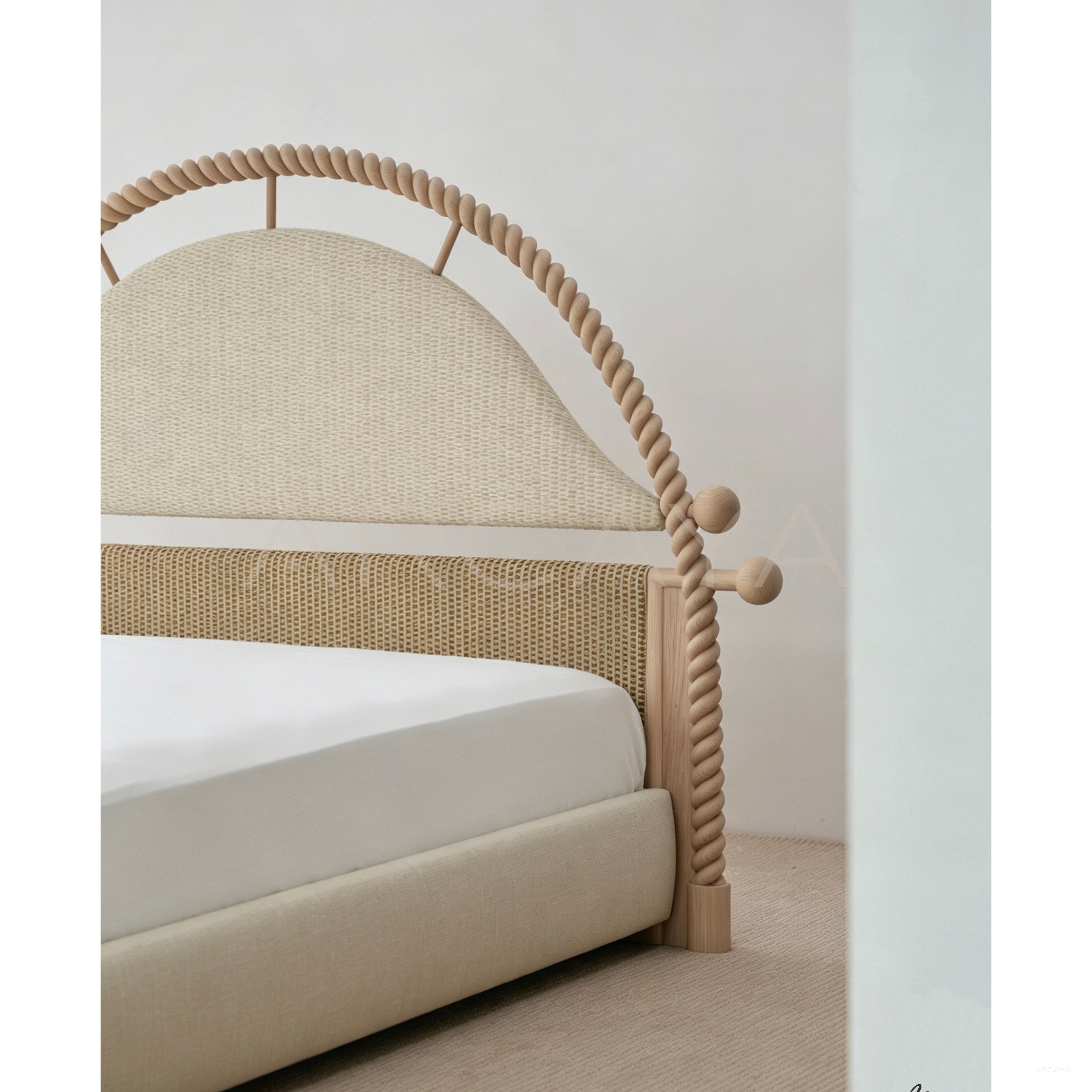 Twisted Frame Solid Wood Bed - scene
