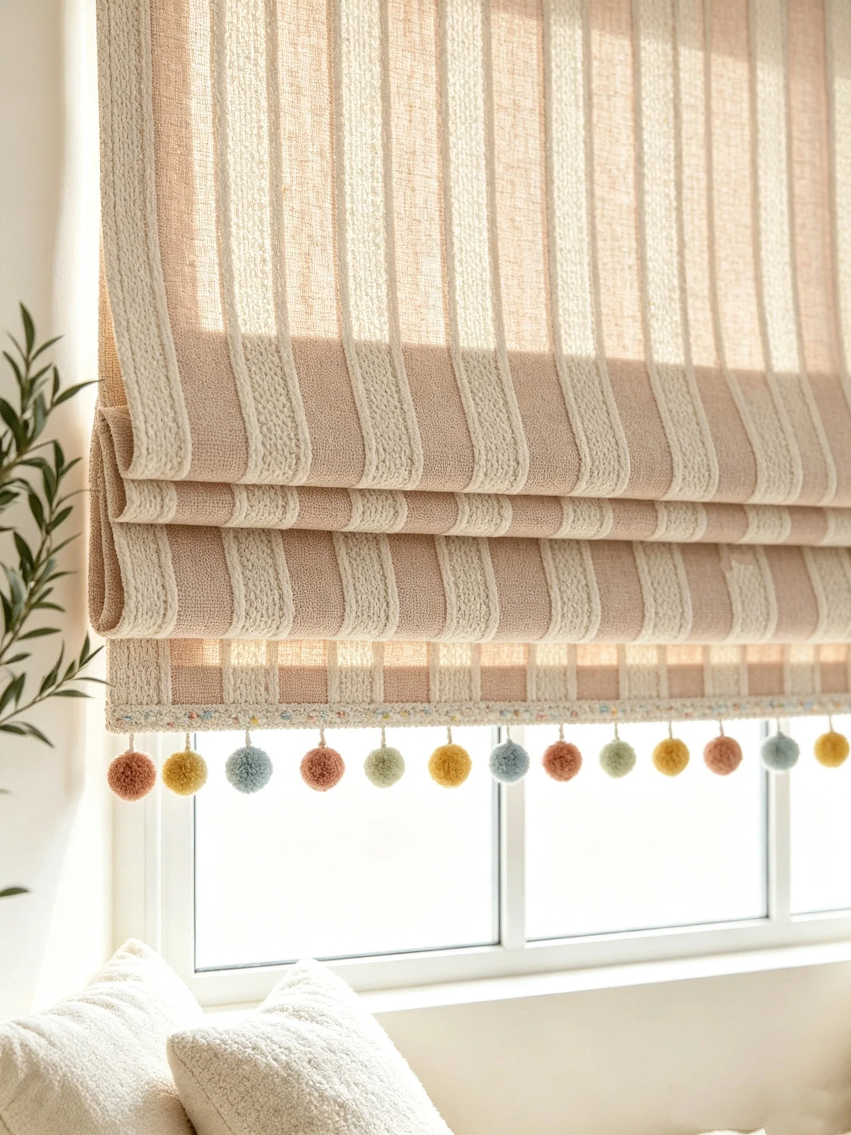 Vale Mist Curtain Panel in a finished interior.