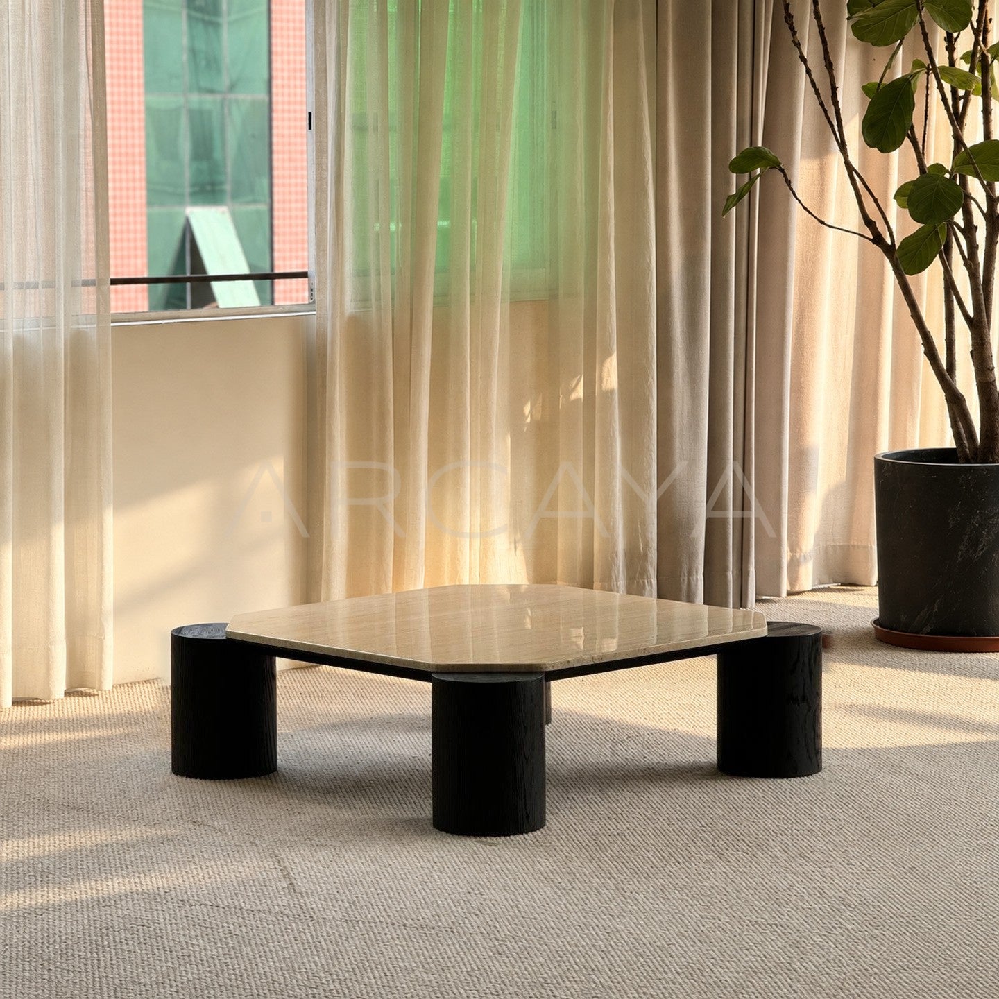 Super White Travertine Coffee Table