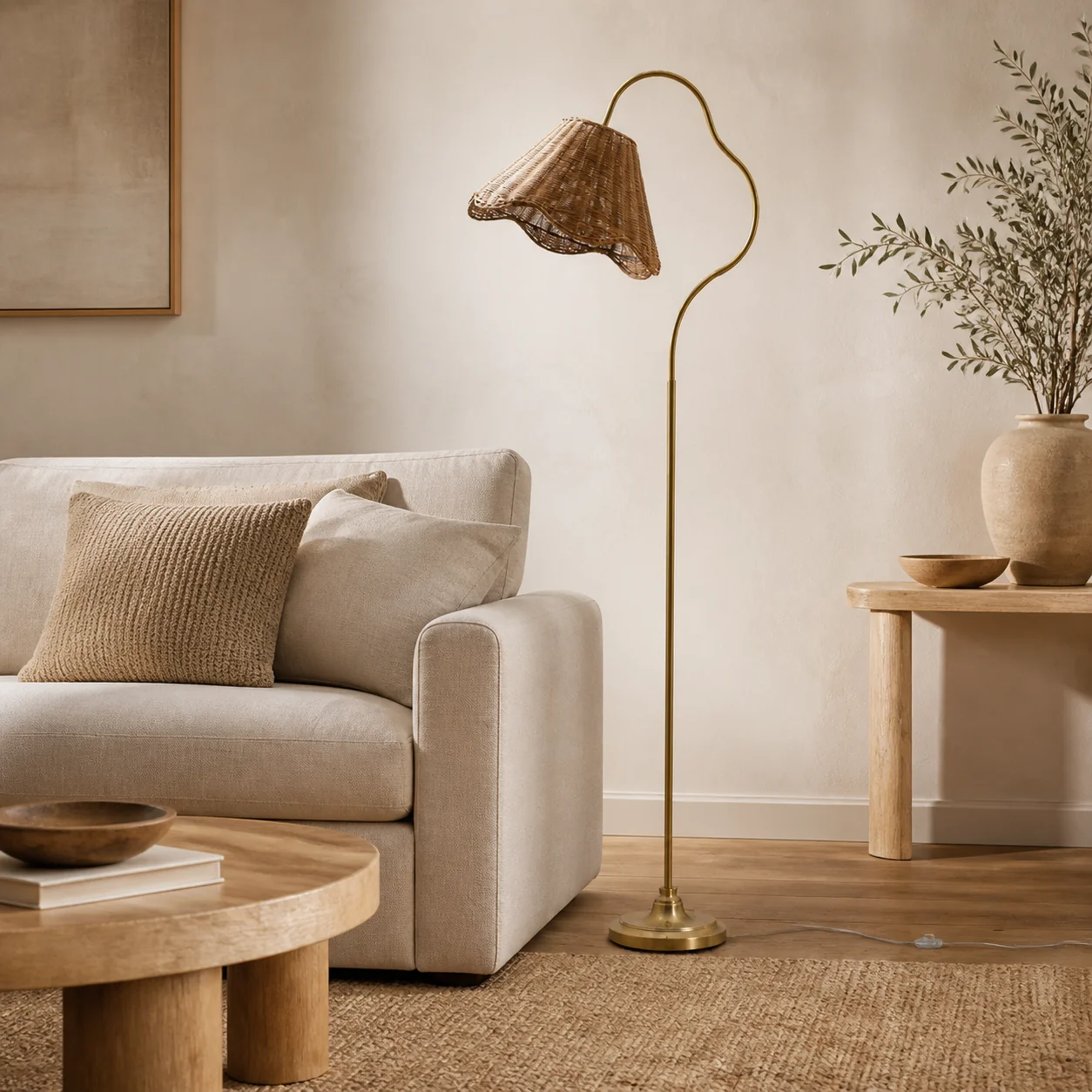 Elowen Wharf Floor Lamp in a finished interior.