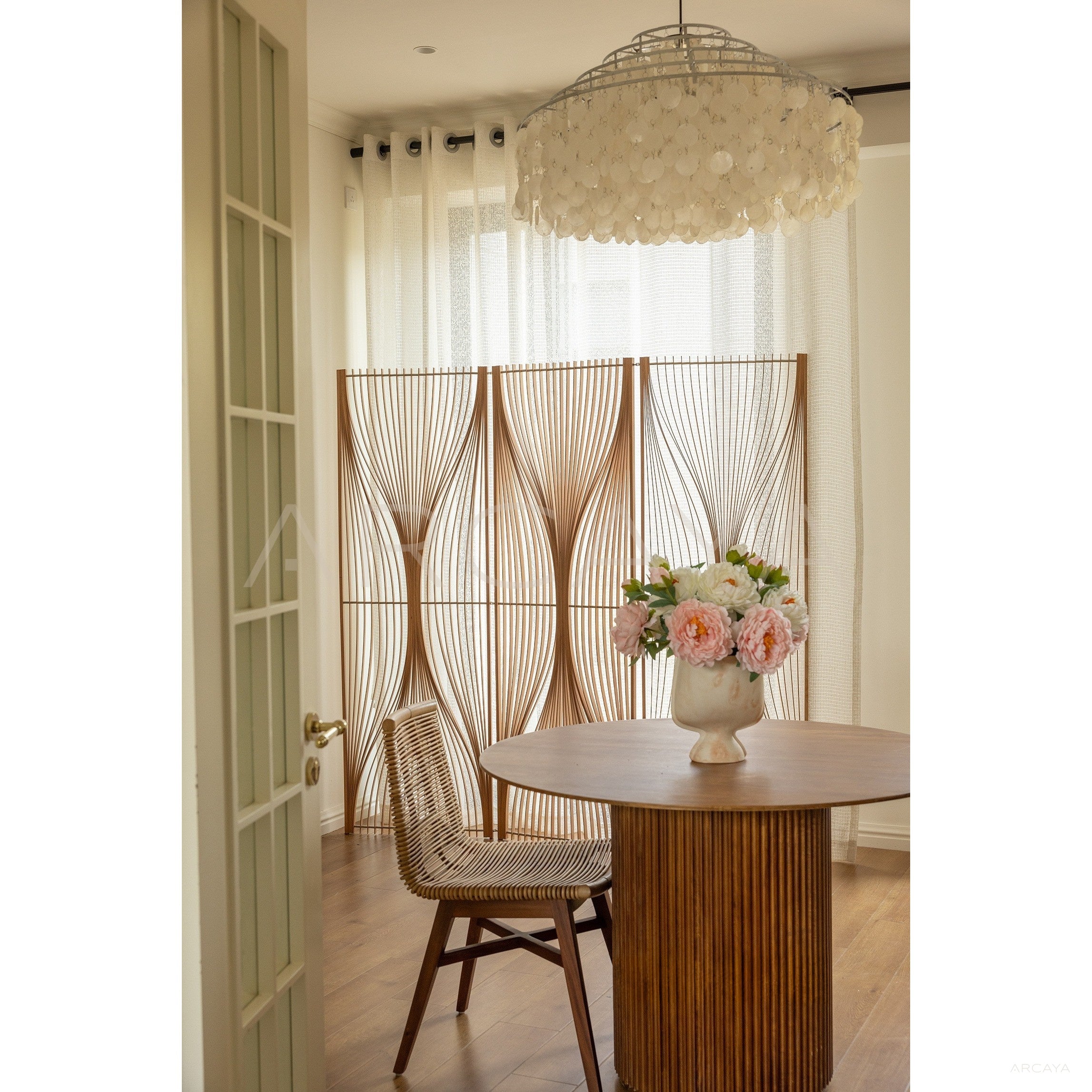Flowing Cherry Wood Folding Screen - scene
