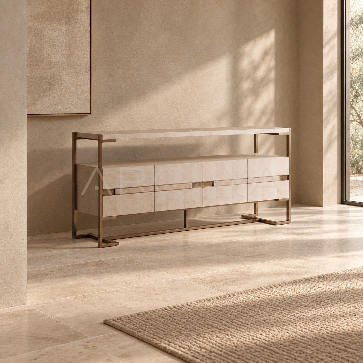 Italian Veneer Metal Frame Tv Stand