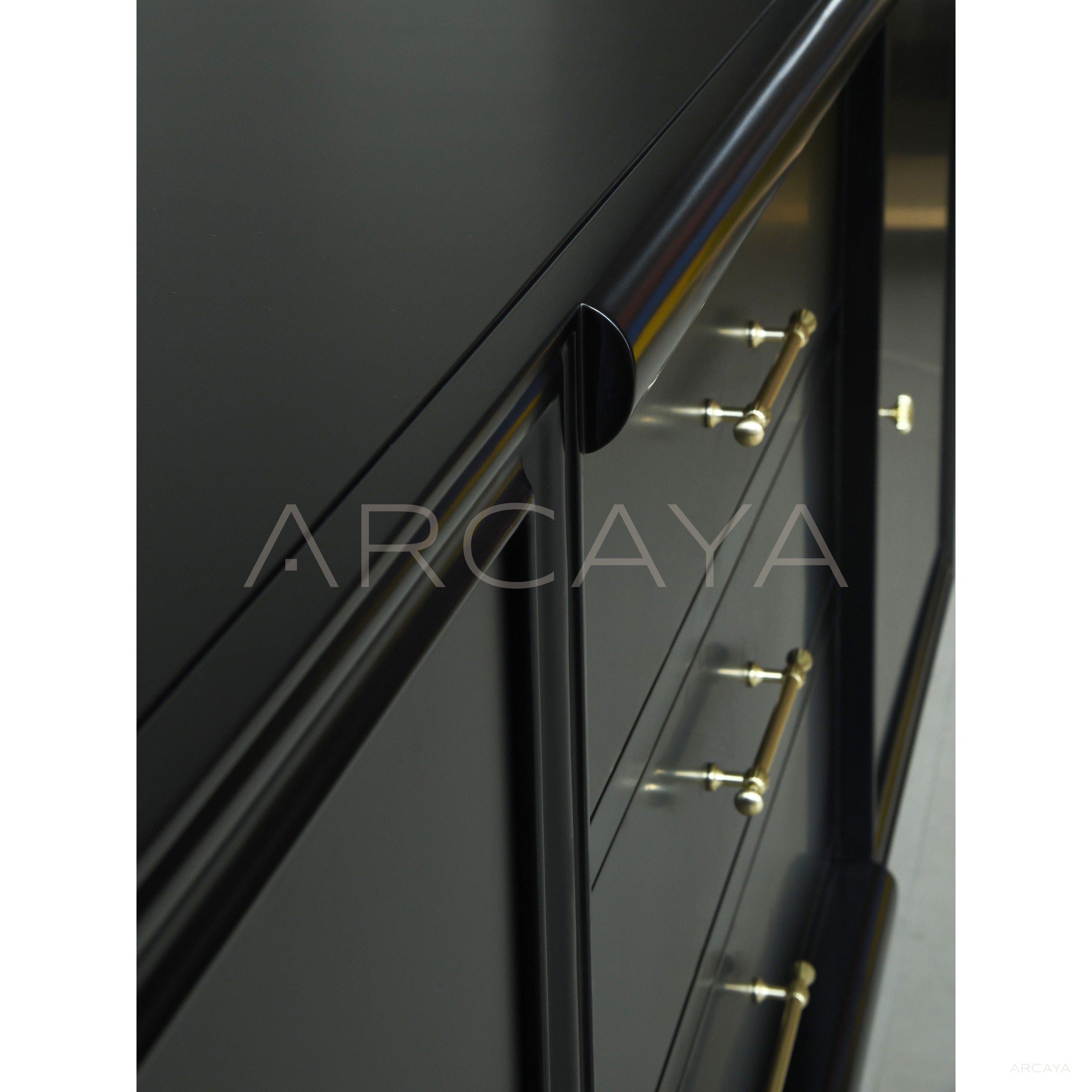 Vintage Minimalist Black Gloss Sideboard - scene