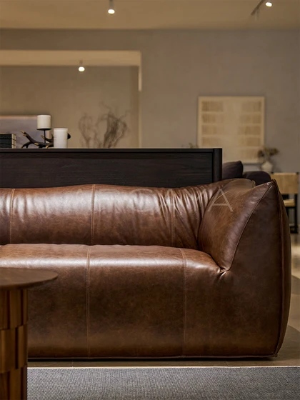 Riva Oak Straight Sofa - front view 04