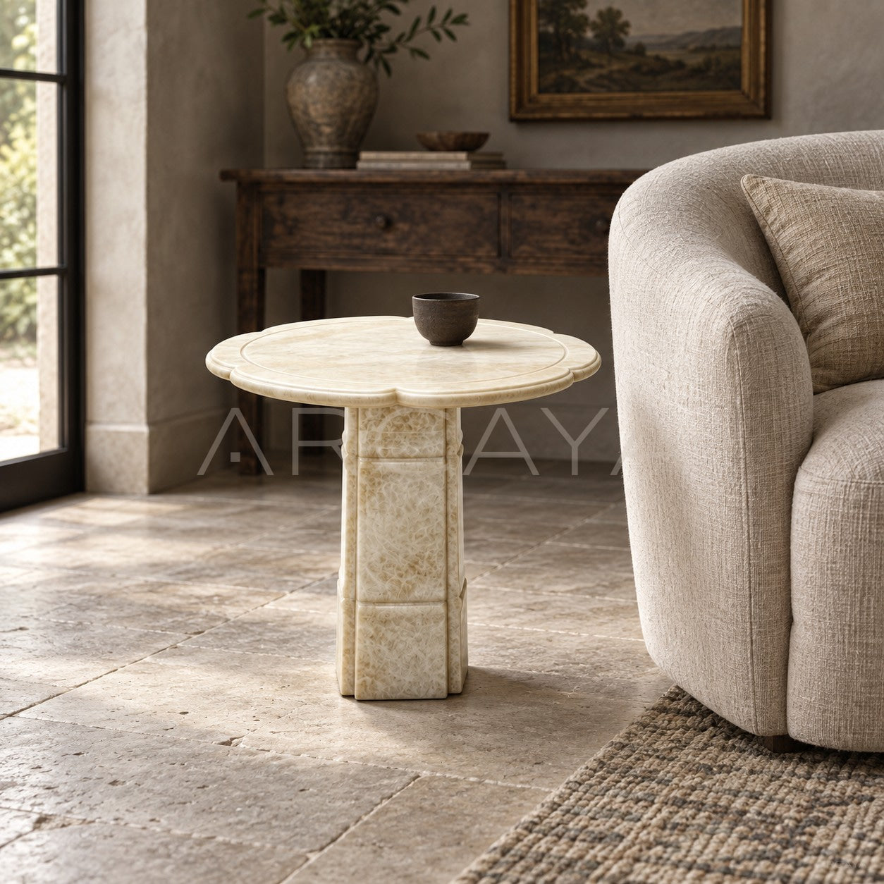 Aston Shigu Stone Bone Furniture — Side Table - scene