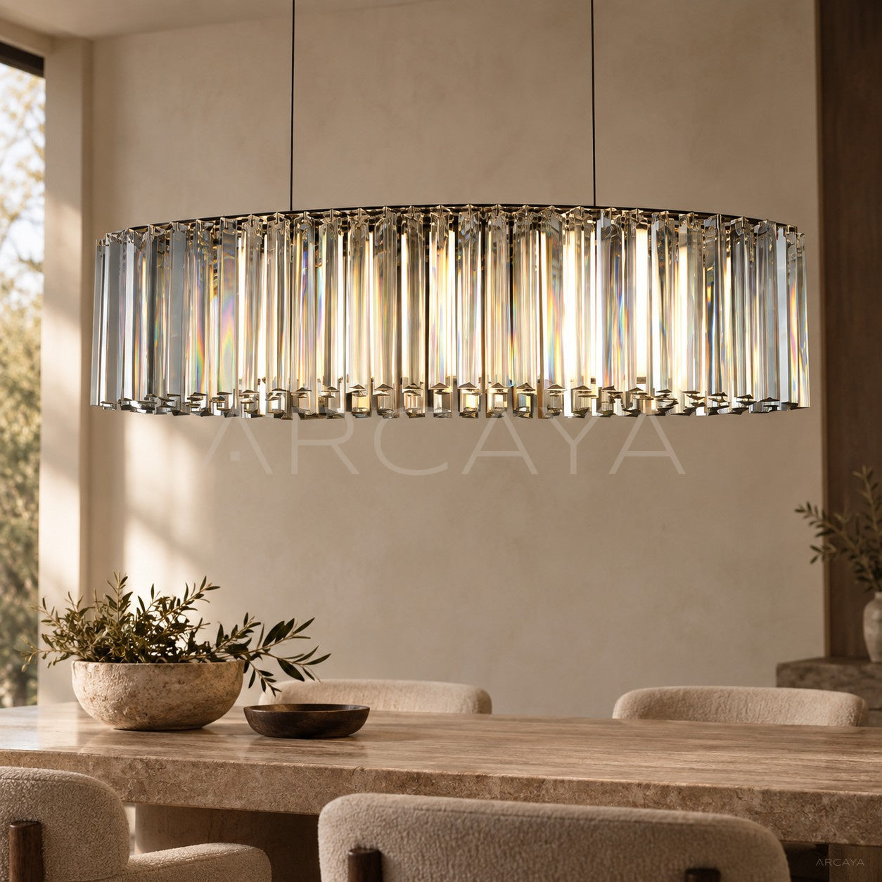 Linear Rectangular Crystal Pendant Light 21720
