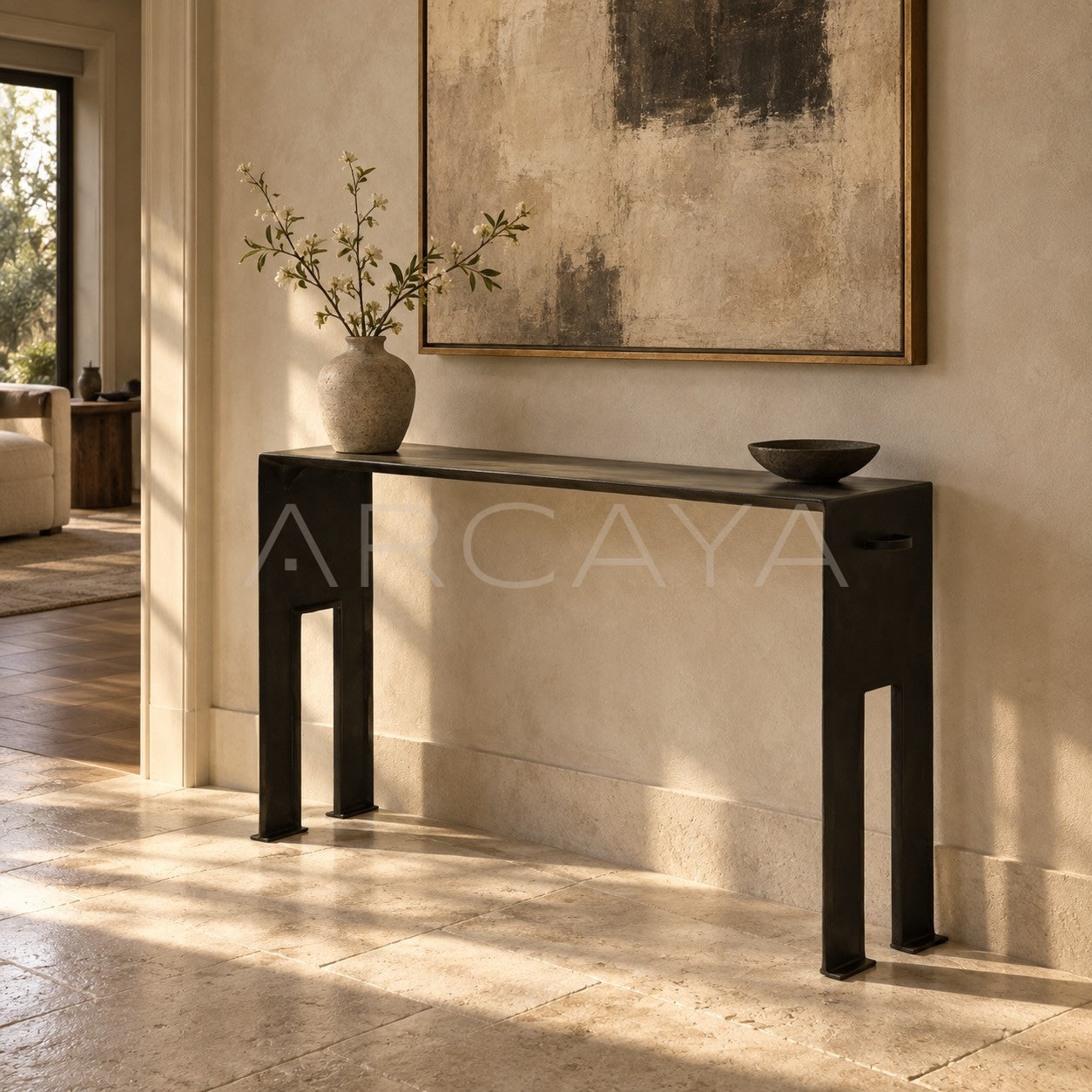 Cast Brass Old Money Console Table - scene