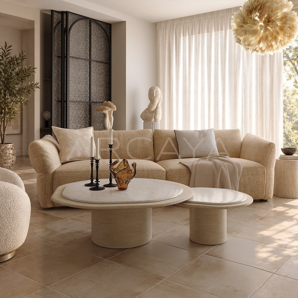 Marble Travertine Nesting Coffee Table