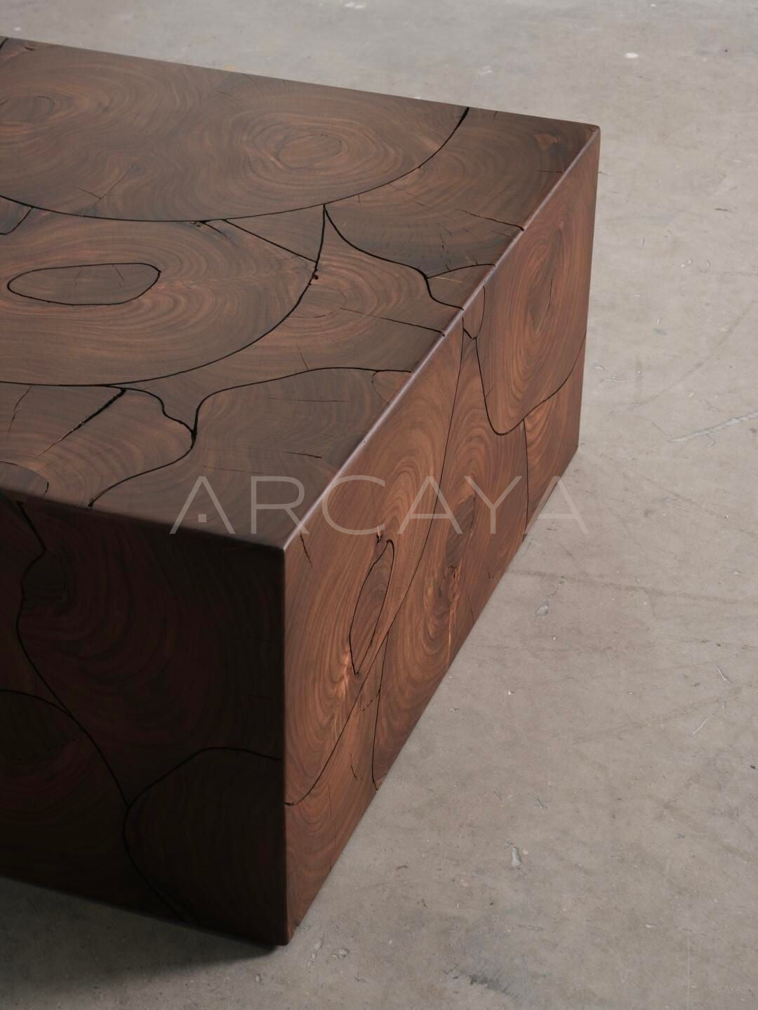 Wood Grain Patchwork Art Side Table - detail