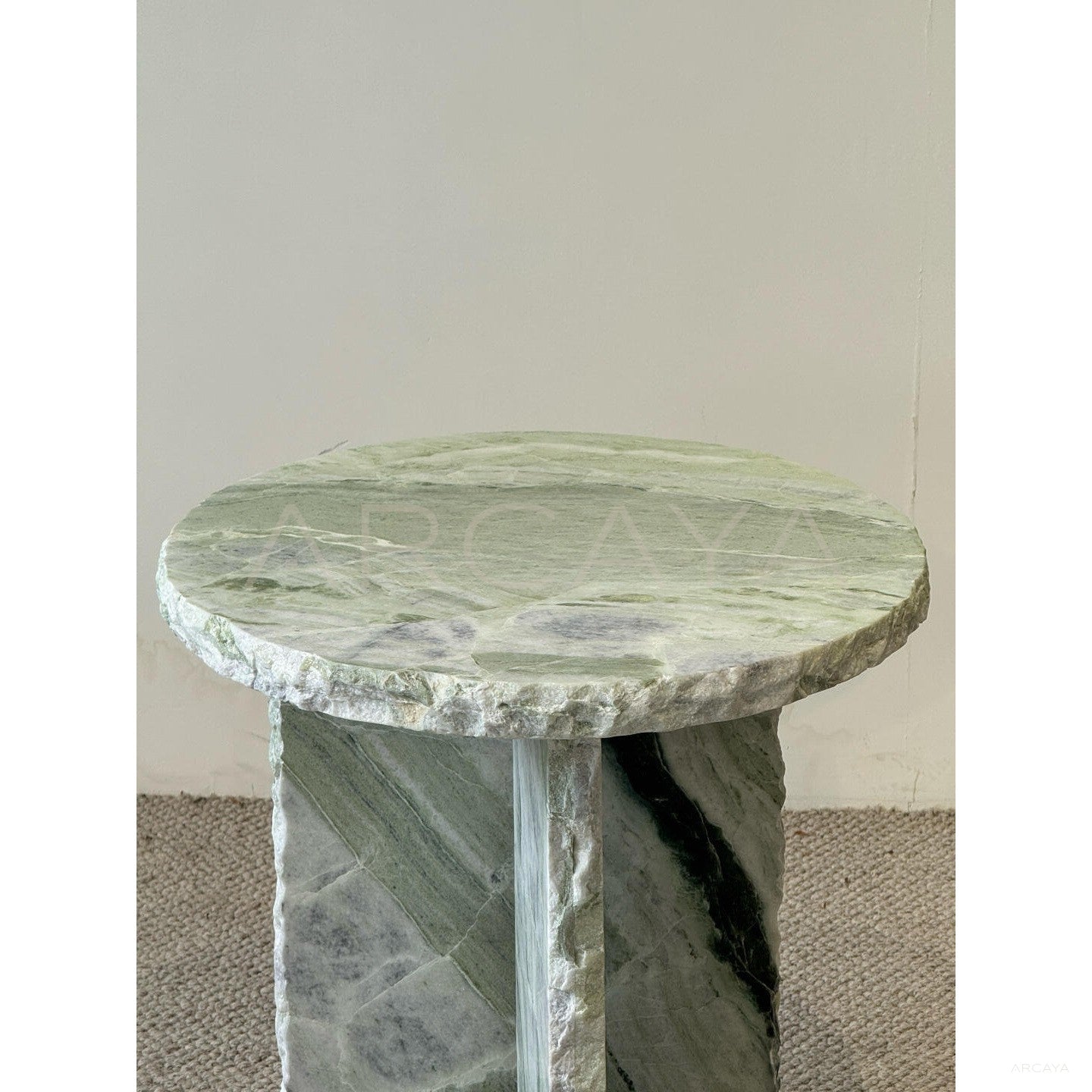 Custom Green Marble Live Edge Piece — Side Table - scene