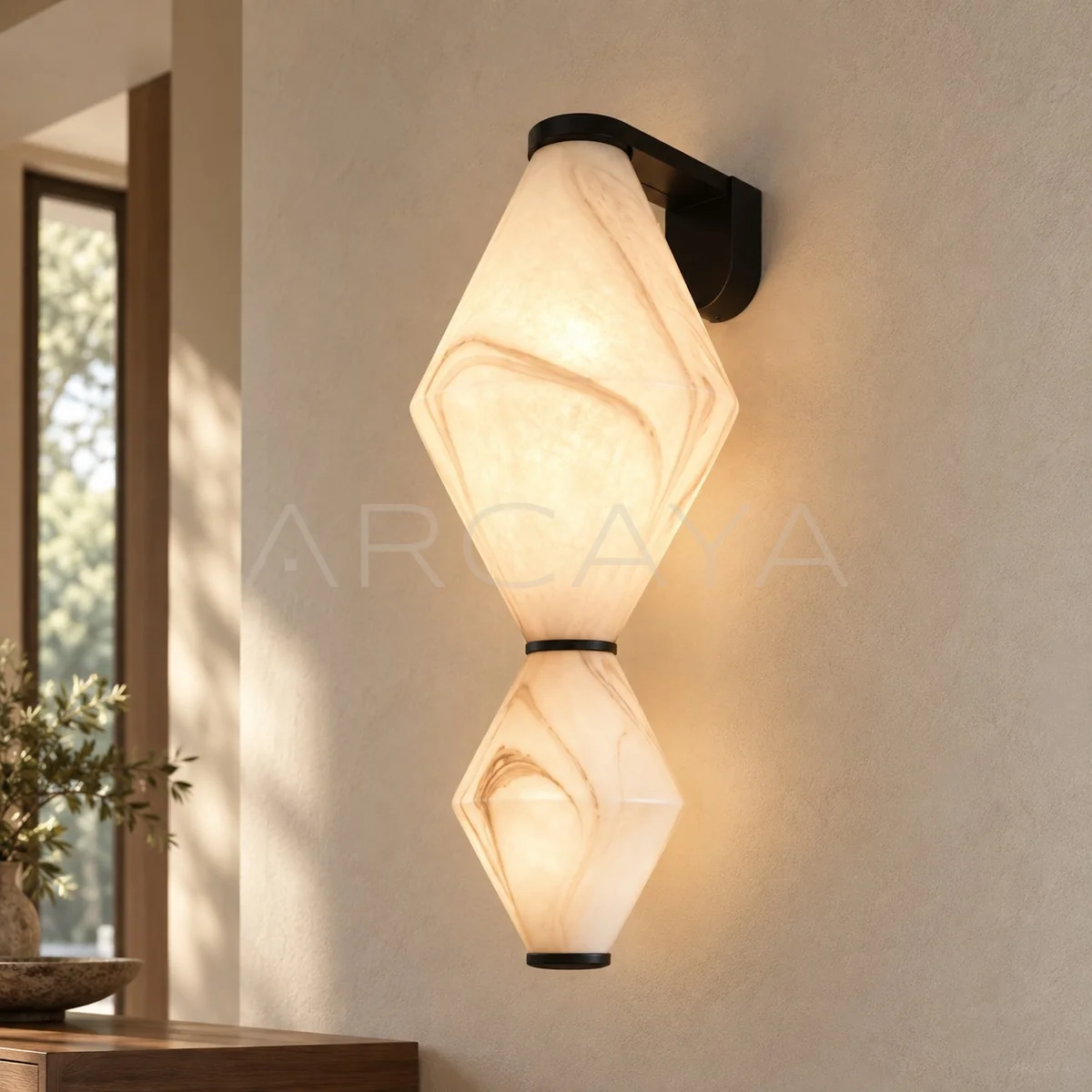 Stone Texture Double Diamond Wall Light 96367