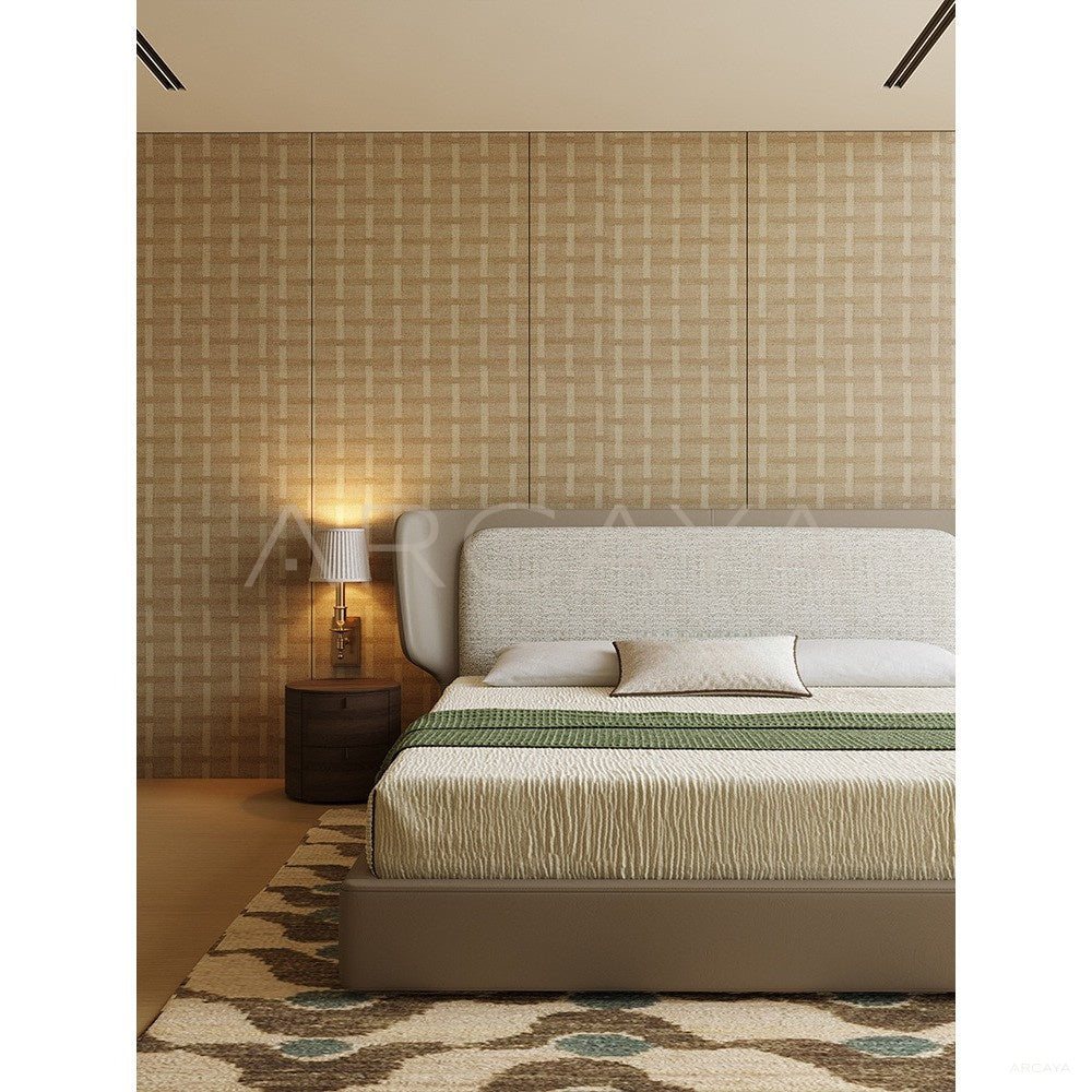 Wide Headboard Leather Trim Bed - scene