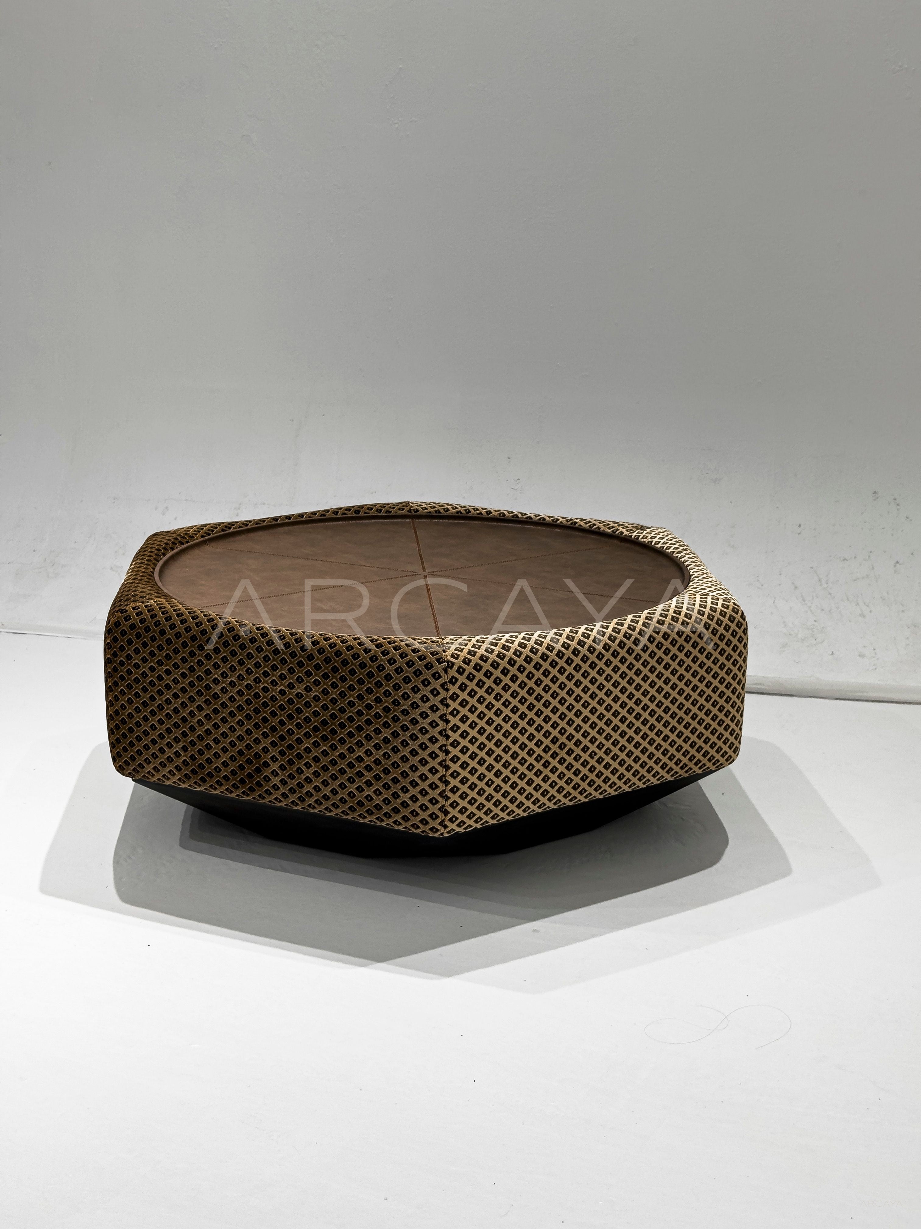 Leather Plaid Fabric Coffee Table - scene